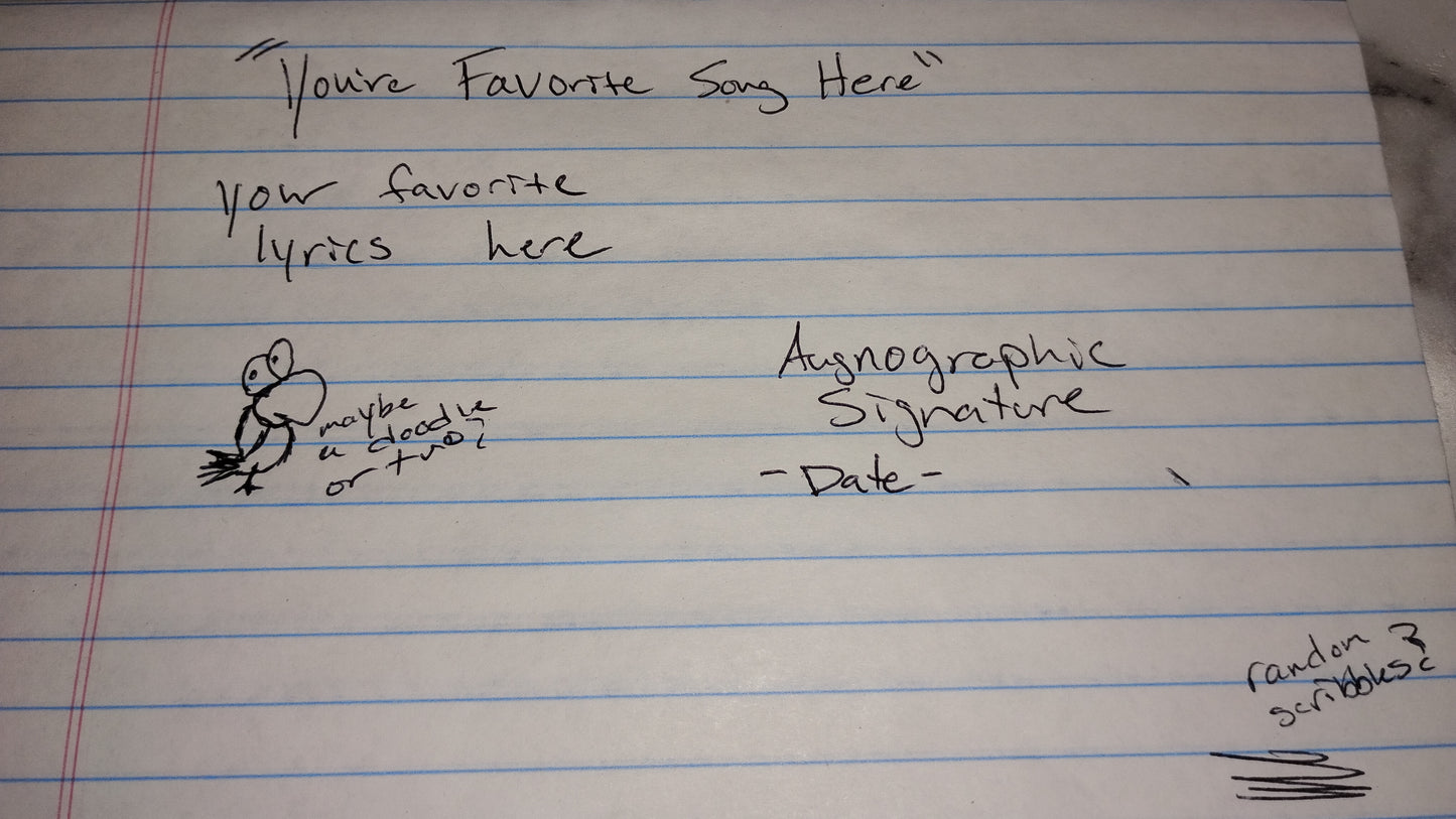 Personalized Lyric Sheet